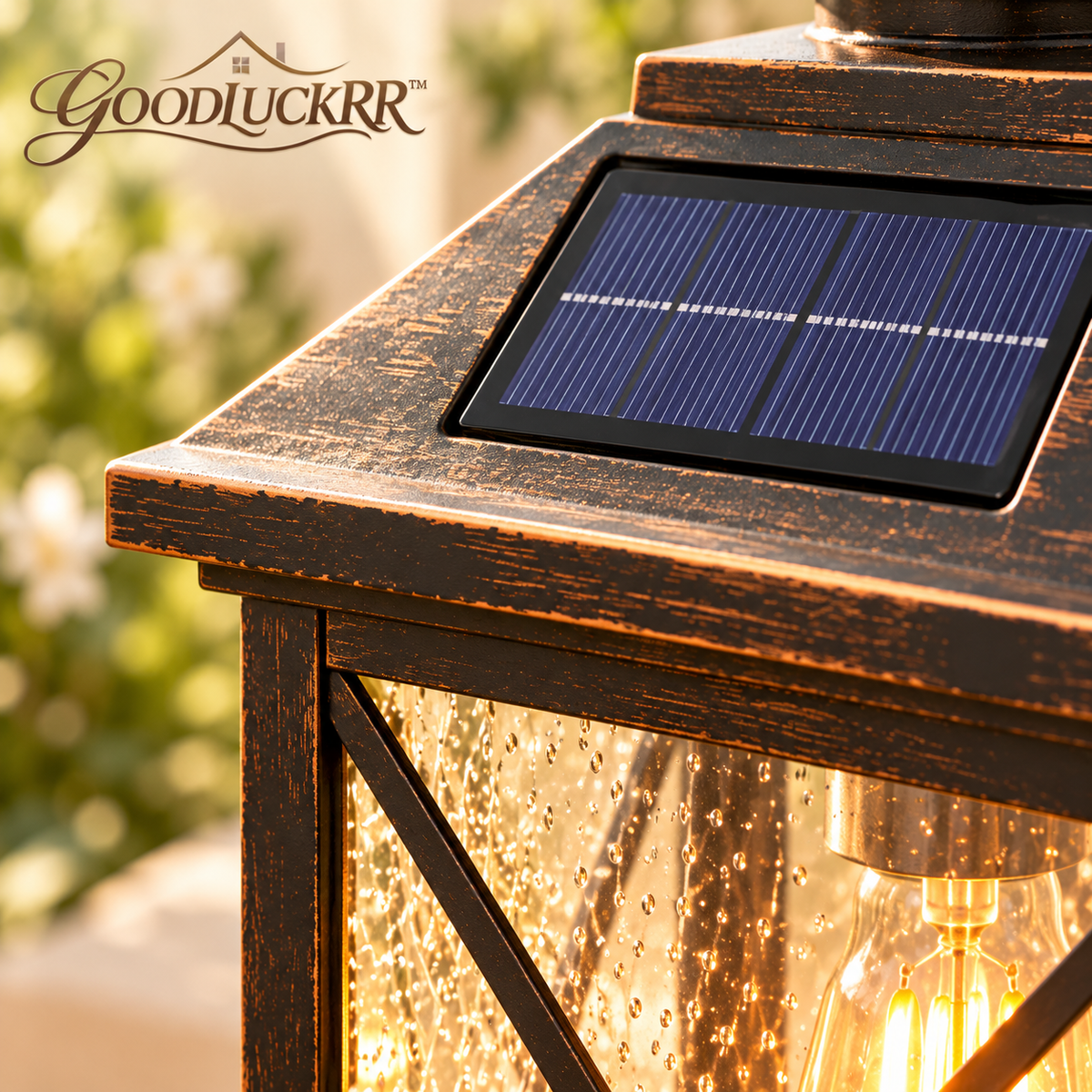 GOODLUCKRR™ Farmhouse Solar Lantern Lights, Set of 2 Rustic Outdoor Hanging Lanterns, Vintage Cottage Garden Accent for Patio, Porch & Backyard