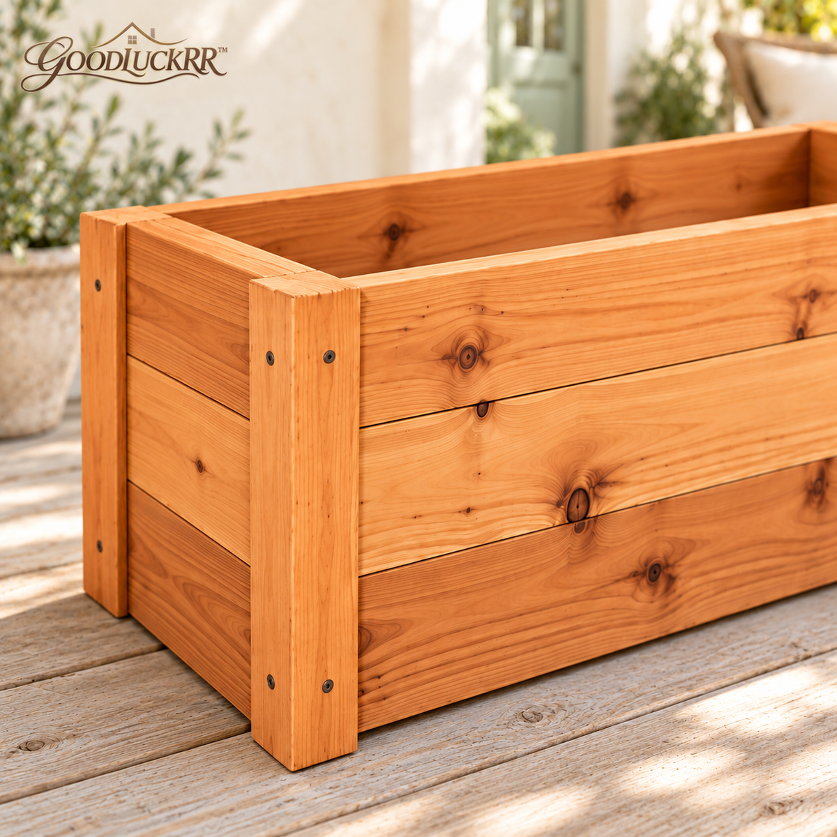 GOODLUCKRR™ Farmhouse Wooden Planter Box, Rustic Garden Flower Pot Holder, Cottage Style Outdoor Decor for Porch, Patio & Balcony