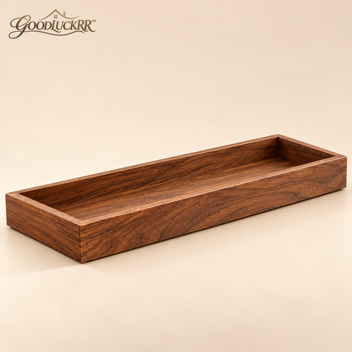 GOODLUCKRR™ Farmhouse Wooden Bathroom Tray Organizer, Rustic Vanity Storage Tray, Country Bathroom Decor for Countertop & Self-Care Space