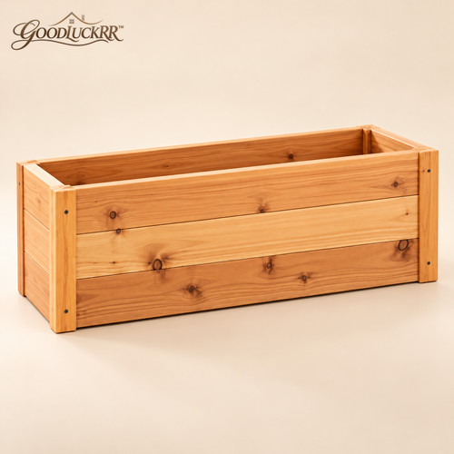 GOODLUCKRR™ Farmhouse Wooden Planter Box, Rustic Garden Flower Pot Holder, Cottage Style Outdoor Decor for Porch, Patio & Balcony