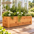GOODLUCKRR™ Farmhouse Wooden Planter Box, Rustic Garden Flower Pot Holder, Cottage Style Outdoor Decor for Porch, Patio & Balcony